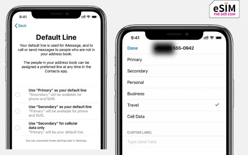 Chỉ định duy nhất eSIM du lịch làm nguồn dữ liệu di động giúp tránh xung đột mạng.
